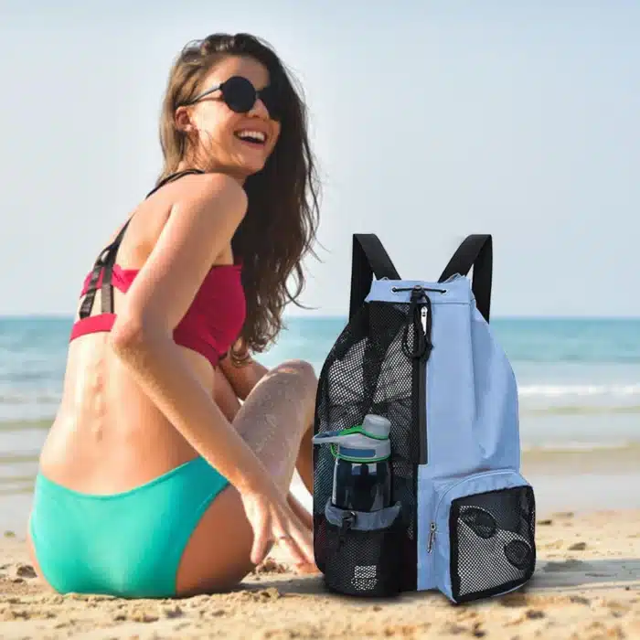 Sac à dos léger en maille avec sangle réglable pour l’école, la plage, les vacances, le sport, la natation 12