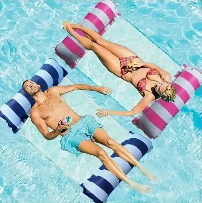 Hamac gonflable pour piscine et plage, 1 pièce, chaise longue rayée, matelas de natation pliable, jouet de fête, relaxation de plage 1