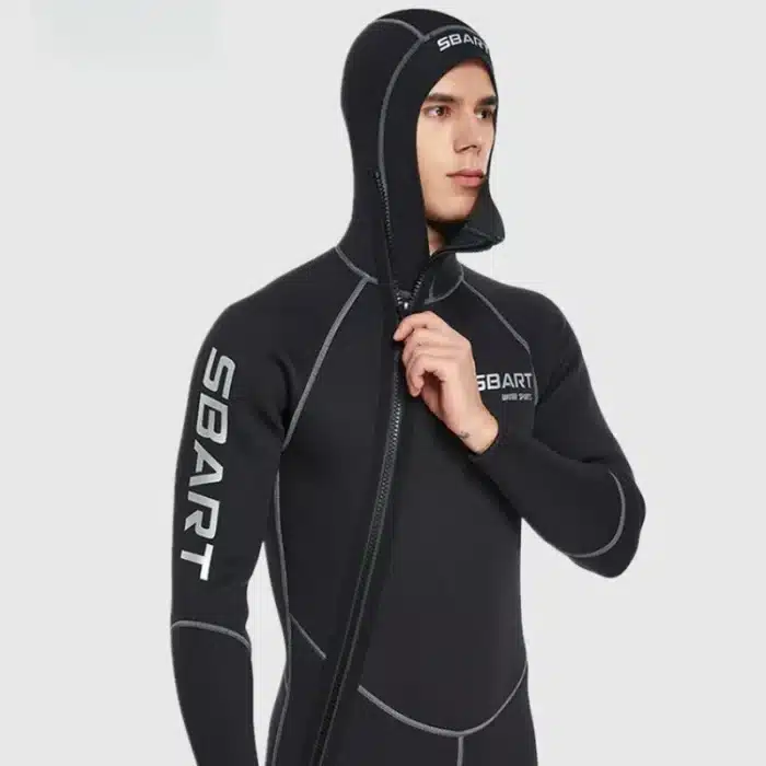 Combinaison à capuche en néoprène pour homme, surf, natation, plongée, support trempé pour l’eau froide, plongée sous-marine, plongée en apnée, chasse sous-marine, 3mm 1