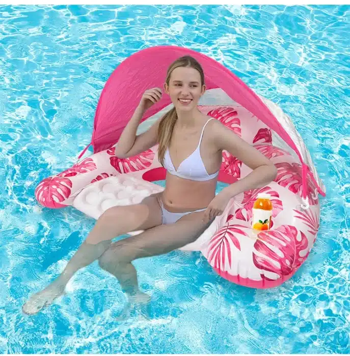 Chaise de piscine gonflable avec porte-gobelets, flotteur de piscine avec modifications réglables, repos ergonomique pour sauna 6