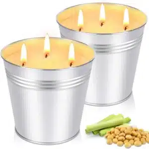 Citronnelle 3-Wick Natural Soy Avertissement Bougie, Camping d'été, Respectueux de l'environnement, Bougie aromatique de soja, ci-après les extérieur, 1Pc 1