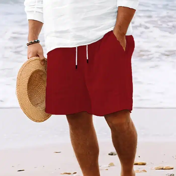 Pantalon de surf à séchage rapide pour hommes, pantalon de plage de vacances d'été, coton et chanvre, multi-sacs, ULpeut être lancée, objectifs de natation amples, nouveau 6