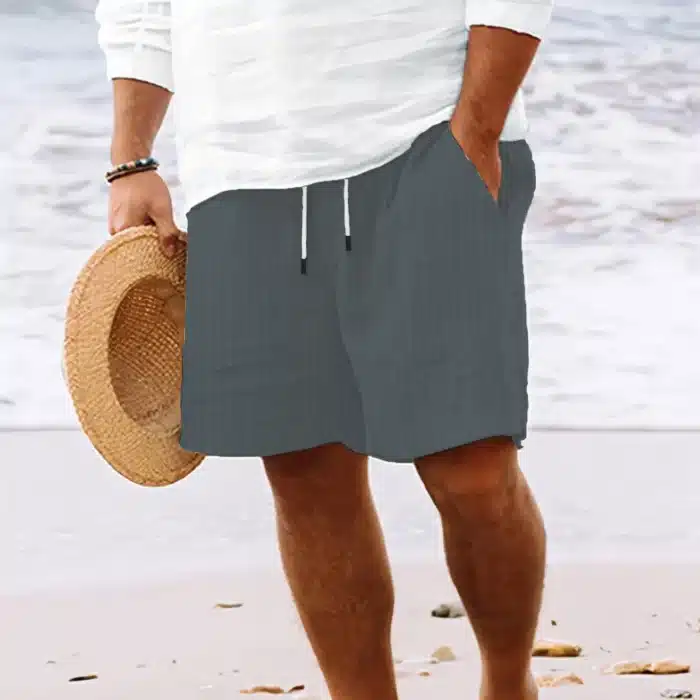 Pantalon de surf à séchage rapide pour hommes, pantalon de plage de vacances d'été, coton et chanvre, multi-sacs, ULpeut être lancée, objectifs de natation amples, nouveau 2