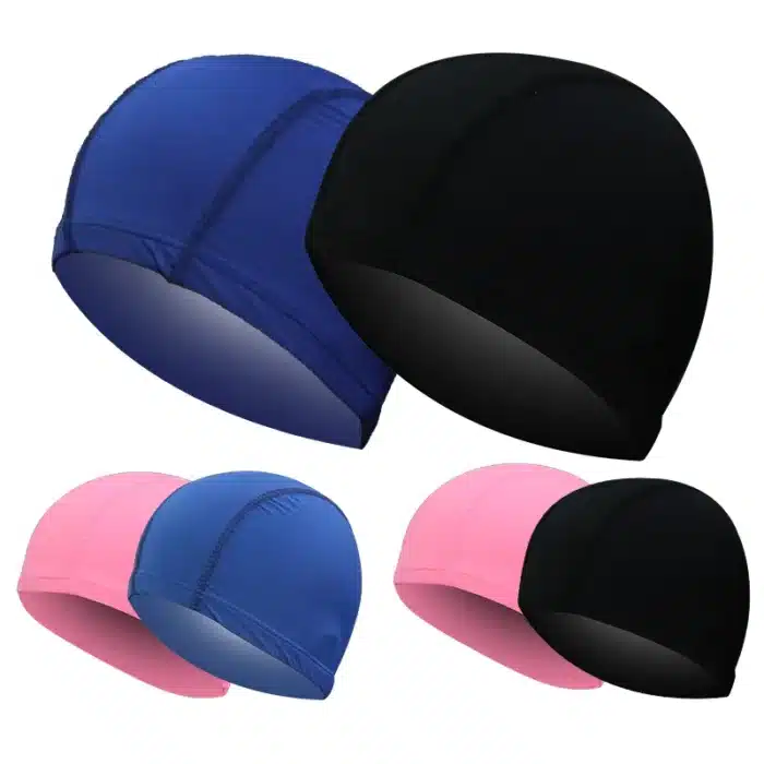 Bonnet de bain en Nylon pour hommes et femmes, taille libre, élastique, Protection des oreilles, cheveux longs, piscine, ultra-mince 1